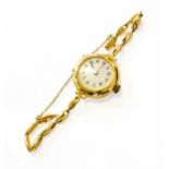 A Lady's 18 Carat Gold Enamel Dial Wristwatch, 1913, case with a London gold import mark for 1913,