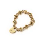 A Split Pearl and Turquoise Bracelet, with a 9 carat gold padlock clasp, length 18.8cmGross weight