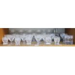 A Part Suite of Brierley Glass, etched with fruiting vines, comprising: sixteen stemmed glasses,