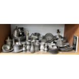 A Collection of Pewter Items, to include: hollow and flatwares including plates, pepperettes and