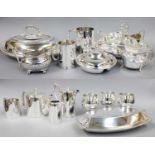 An Art Deco Silver Plated Entree Dish, together with Other Silver Plate