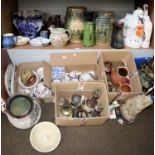 A Group of Various Ceramics, including: 18th century Delft tiles, ceramic figure mounted as a