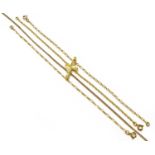 Three 9 Carat Gold Bracelets, of varying designs and lengths; A Chain, stamped '9CT', length 43.2cm;