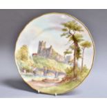 A Royal Worcester Cabinet Plate, decorated with a titled view of Richmond Castle, 27.5cm wide
