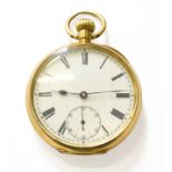 An 18 Carat Gold Open Faced Pocket Watch, case stamped inside back cover Omega and numbered 3294154,