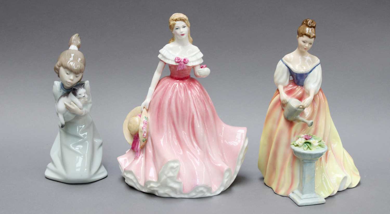 Seven Royal Doulton Figures, five in boxes; together with A Lladro Figure of a Girl and A Set of - Image 3 of 3