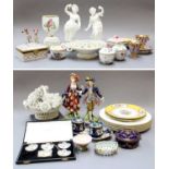 A Collection of English and Continental Ceramics, including: a pair of King Street Derby white