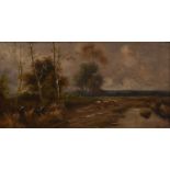 J* M* Ducker (19th/20th century)Sheep on country pathSigned oil on panel, together with a companion,