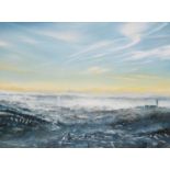Paula Dunne (Contemporary)''View towards Emley Moor from Baildon Moor''Oil on canvas, 75cm by 100.