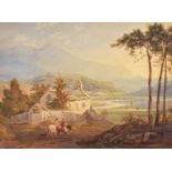 Follower of Charles Claude Pyne (early 19th century) "Llanelted, North Wales" Watercolour, 35.5cm by