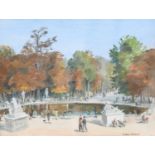 Hermione Hammond (1910-2005) "Le Jardin des Tuileries"Signed, oil on board, 25.5cm by 33.5cm