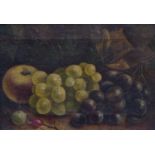 Vincent Clare (1855-1930)Still life of grapes, apples and foliage Signed, oil on canvas, 16cm by