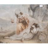 After George Romney (1734-1802) Mythological scene Pastel; together with another, 58cm by 40.5cm,