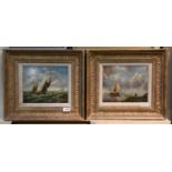 S*H*Mark (20th century) Dutch ships in a squall Signed oil on board; together with a companion, 19cm