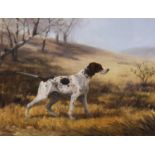 After Maud Earl (1863-1943) AmericanPointer on alert in a landscapeBears signature, oil on board,