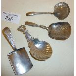 Four Georgian silver caddy spoons