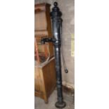 Large 19th c. cast iron water pump, 6'4"