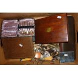 Large box of antique and vintage cutlery - some cased