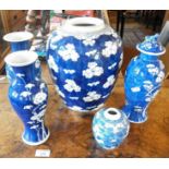 Chinese large prunus jar and other vases (5)