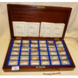 Cased set of the Lord Montagu collection of 36 Great Car Sterling Silver ingots, with COA's and