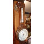 Edwardian carved mahogany banjo barometer marked Gibson & Co Ltd, Belfast