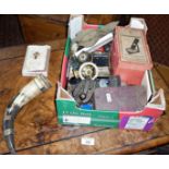 Assorted interesting items including, safety goggles, novelty nut cracker, and an old