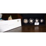 Royal Mint Britannia four-coin silver proof set in case, 2010