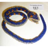 WW1 Turkish POW beadwork snake with toothed clip in mouth (small area of damage under head)