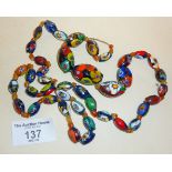 Vintage Venetian millefiore glass bead necklace