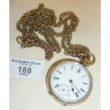 Omega pocket watch in 935 silver case, with silver dogclip and chrome chain