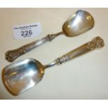 Two Georgian silver sugar spoons, hallmarked to bowls