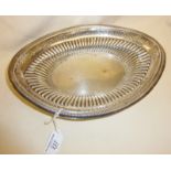 Sterling silver bread basket with pierced frieze and gadrooned decoration, hallmarked for London