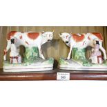 Pair Staffordshire cows with milkmaids
