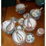 Chinese Canton famille rose bowls, covers and stands