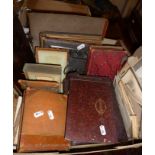 Assorted old albums containing cartes de visite, cabinet cards, photographs etc., with some loose