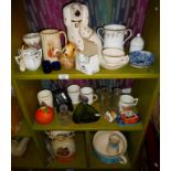 Large collection of assorted ceramics and glass, inc. Staffordshire dog, chamber pot, scent bottles,