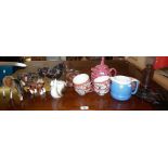 Japanese tea cups and saucers, crinoline lady teapot, china horses, etc.