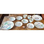 Chinese famille rose Canton teaware and plates collection