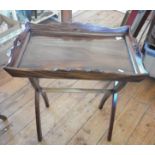 Reproduction mahogany Butlers tray with stand