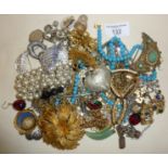 Antique and vintage jewellery, inc. micro mosaic, Monet brooch, other brooches, inc. some silver