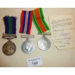 WW2 two medal group, together with named Army General Service medal with Malaya bar - awarded to