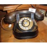 Old bakelite and metal Belgian bell dial telephone