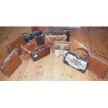 Collection of assorted leather and crocodile handbags