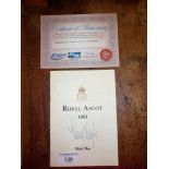 Autograph of Henry Cooper on a 1983 Royal Ascot programme (COA)