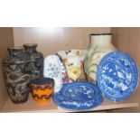 Pottery and china vases and plates