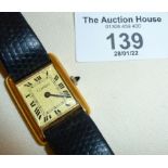 Vintage gold-plated Cartier tank wrist watch