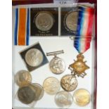WW1 three medal group awarded to a 2769 CPL. A.T. ROWLAND (2 x N.STAFFS. R - 1 x R.A.M.C).