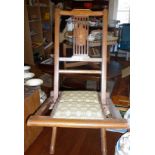 Victorian folding inlaid mahogany nursing chair