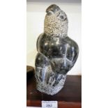 Tribal Art: Inuit carved greenstone baby eagle, signed