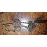 19th c. Continental court sword and scabbard (85cms overall)